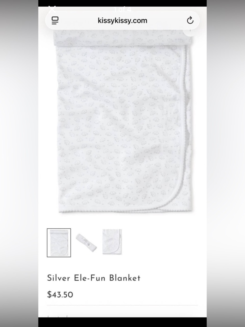 Kissy Kissy Silver Elephant Blanket Brand New with Tags